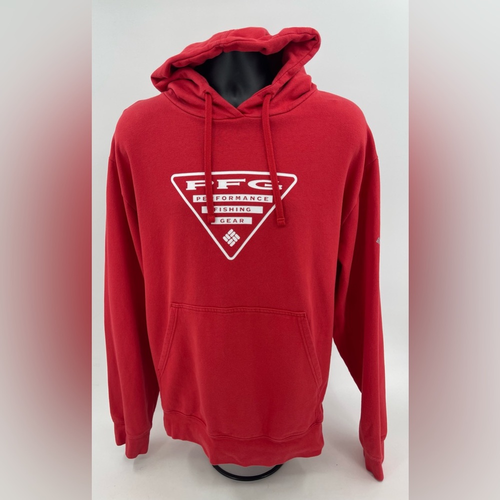 Columbia PFG Performance Fishing Gear Logo Pullover Hoodie Bright Red Size 2XL
